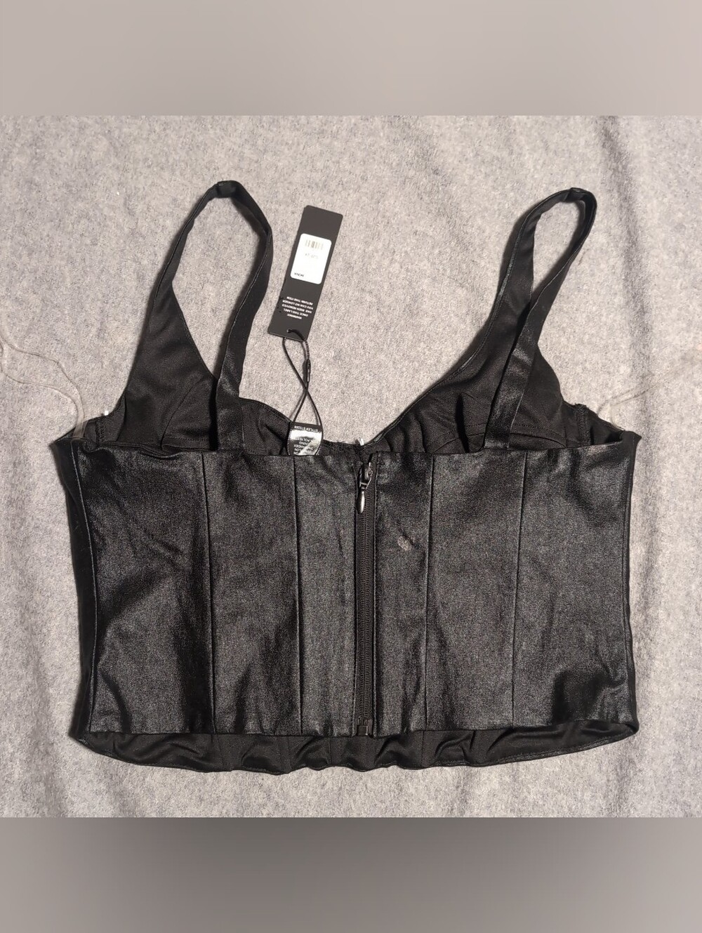 Fashion Nova Black Faux-Leather Bustier Crop Top 2x Goth Metal - Picture 5 of 5